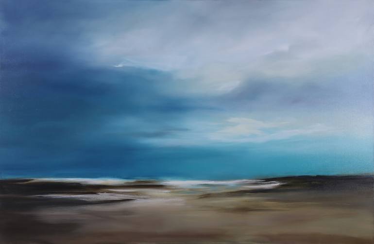 Turquoise sky with clouds Painting by Iris Schiebener | Saatchi Art