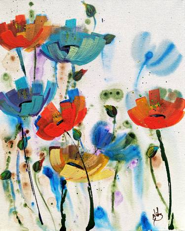 Original Abstract Expressionism Floral Paintings by Nicky Courtman
