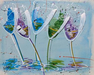 Original Abstract Expressionism Food & Drink Paintings by Nicky Courtman