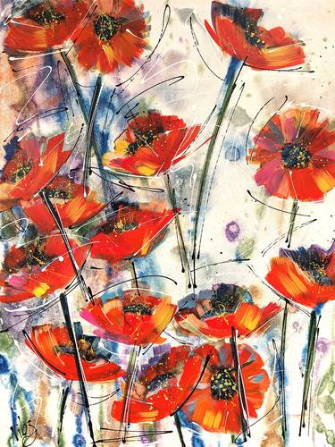 Original Abstract Floral Paintings by Nicky Courtman