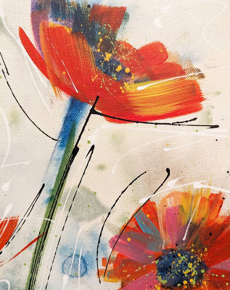 Original Abstract Floral Painting by Nicky Courtman