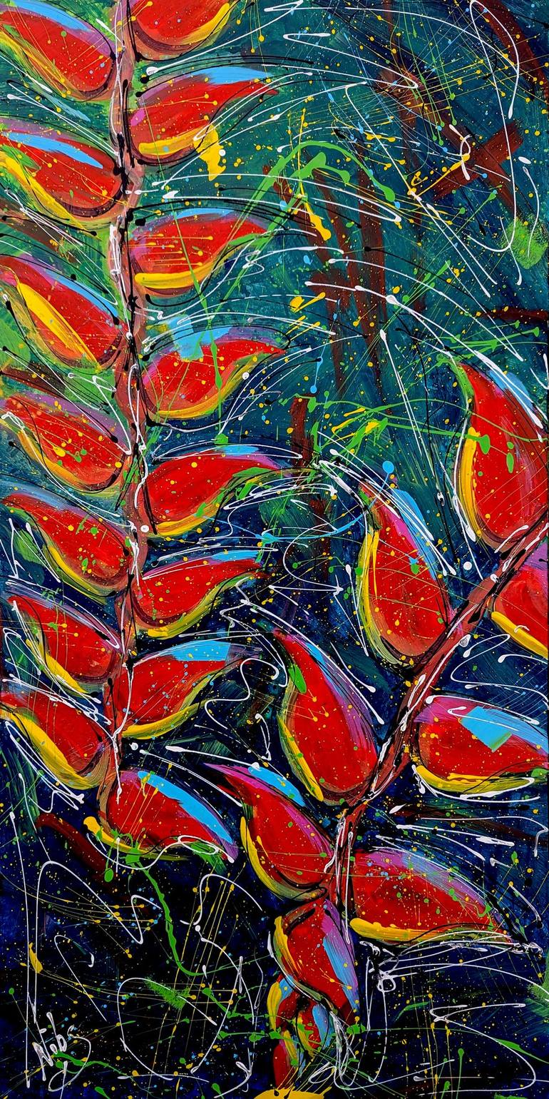 Original Abstract Expressionism Botanic Painting by Nicky Courtman