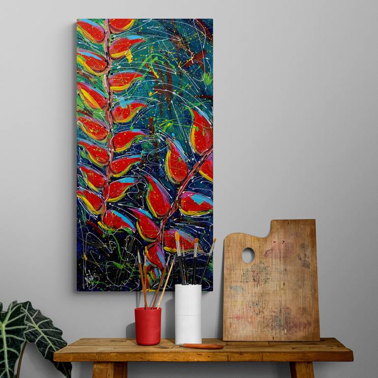 Original Abstract Expressionism Botanic Painting by Nicky Courtman