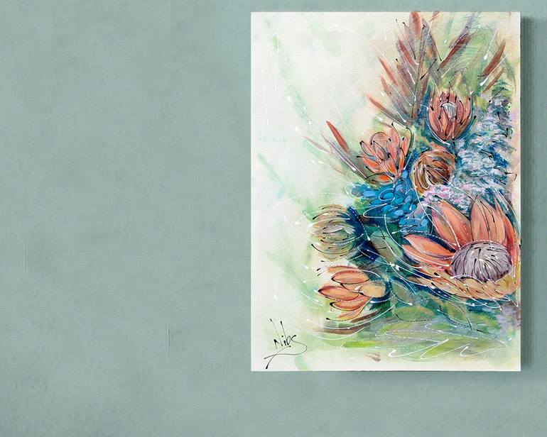Original Abstract Floral Painting by Nicky Courtman