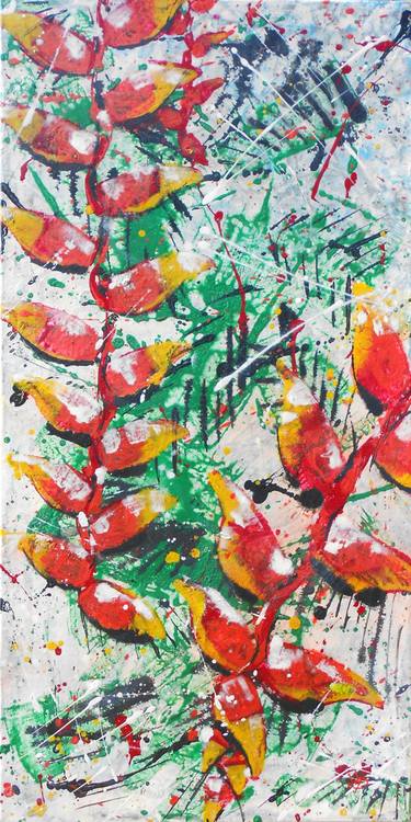 Original Abstract Expressionism Botanic Paintings by Nicky Courtman