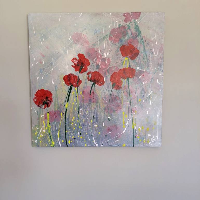 Original Abstract Expressionism Floral Painting by Nicky Courtman