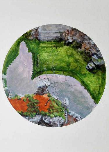 Angle of classical Chinese garden - Circle painting thumb