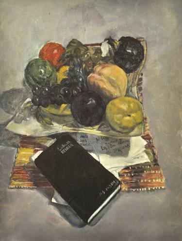 Still Life with Fruit and book (the Bible, religion) thumb