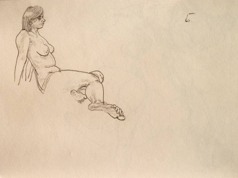 Original Expressionism Nude Drawing by Sunshine Art
