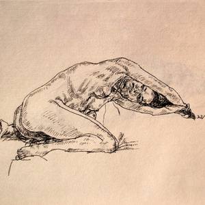 Young nude model - Ink on paper drawing #01