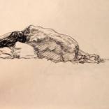 Young nude model - Ink on paper drawing #02 - Figurative ink drawing by SUNSHINE ART