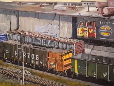 Print of Figurative Train Paintings by PM Shore