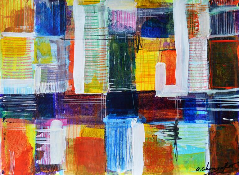 Original Abstract Expressionism Abstract Painting by Atanas Chongarov