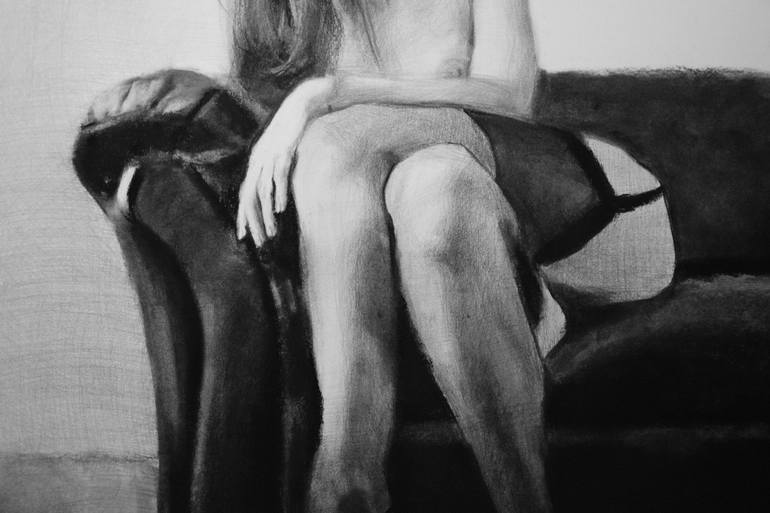 Original Realism Erotic Drawing by Kamila Ossowska