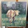 Catty's Cattle Upon Completion on Artist's Easel