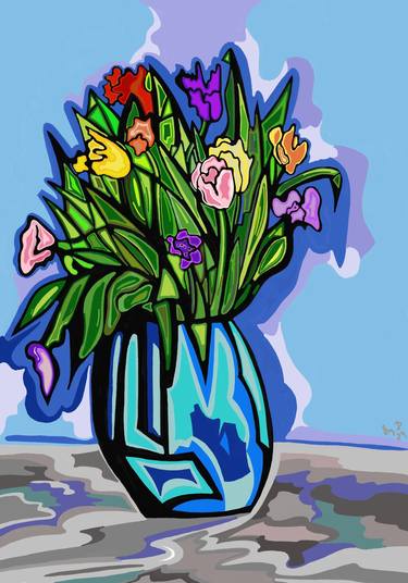 Original Art Deco Floral Digital by Daria Reverdin