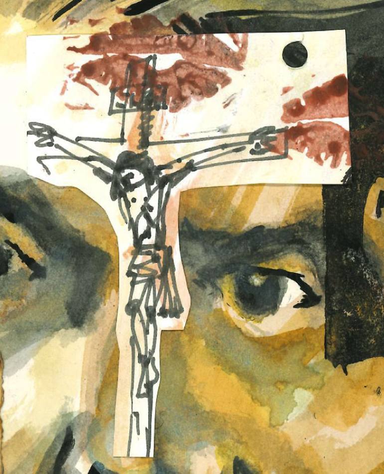 Original Expressionism Religion Collage by Juan Carlos  Cerron
