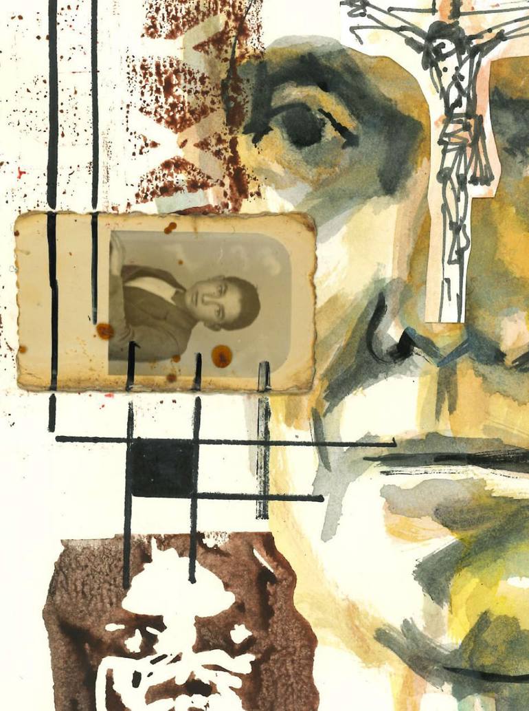 Original Expressionism Religion Collage by Juan Carlos  Cerron