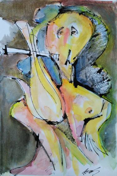 Print of Expressionism Women Drawings by JUAN CARLOS CERRON