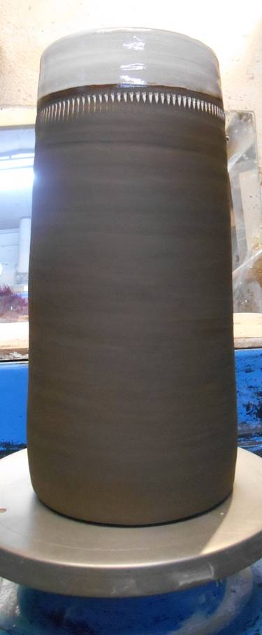 Black Clay Tower Vase. thumb