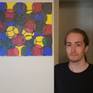 The painting, signed and hung. Me, pictured standing.