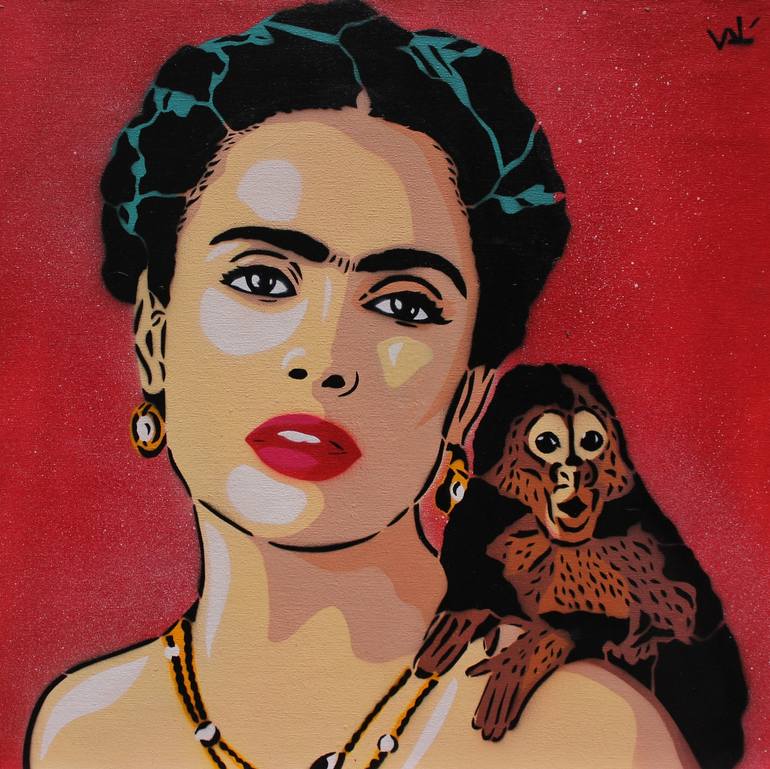 Frida and the monkey Painting by Valérian Lenud | Saatchi Art