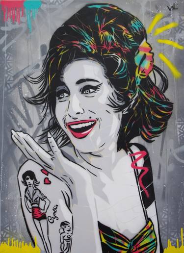 Original Street Art Pop Culture/Celebrity Paintings by Valérian Lenud