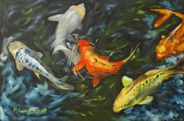 Print of Expressionism Fish Paintings by Liza Lombaard