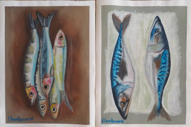 Original Fine Art Fish Painting by Liza Lombaard