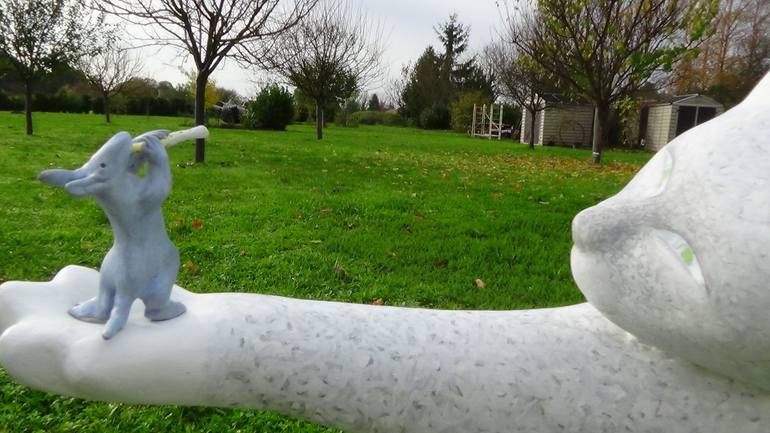 Original Figurative Cats Sculpture by Claude Feuillet