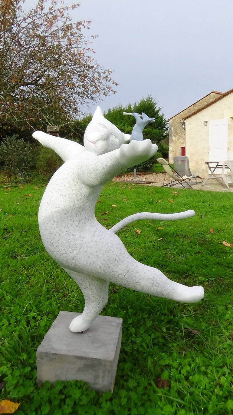 Original Figurative Cats Sculpture by Claude Feuillet