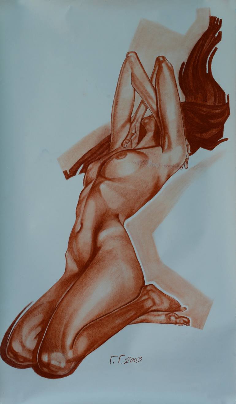 Original Figurative Body Drawing by Gulia Gromova