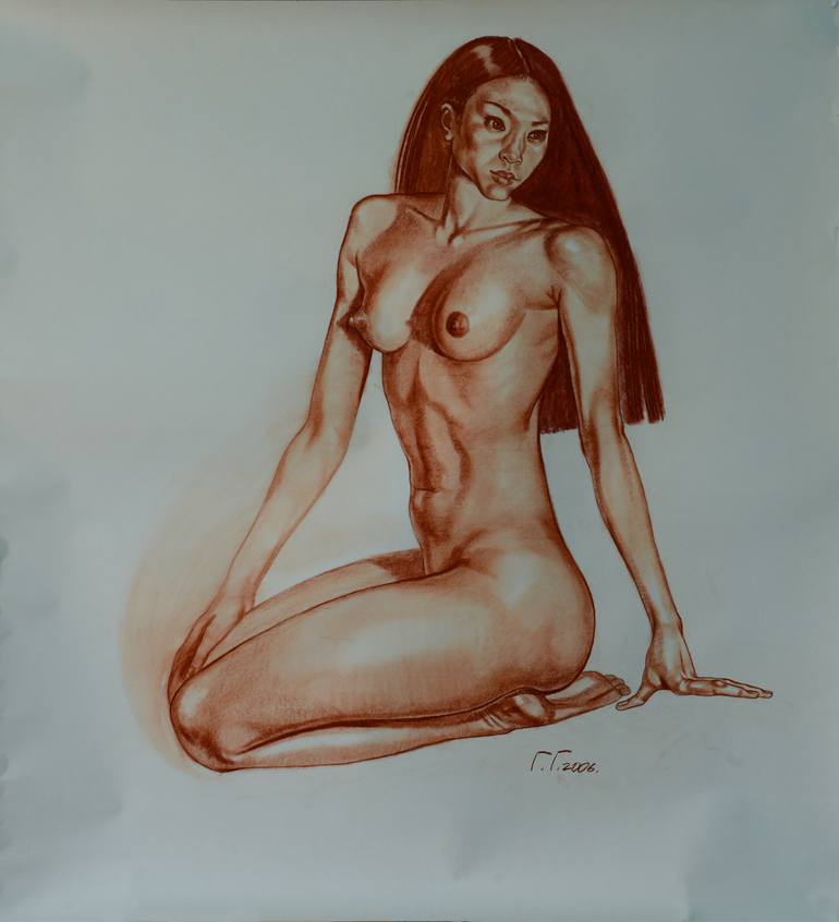Original Figurative Body Drawing by Gulia Gromova
