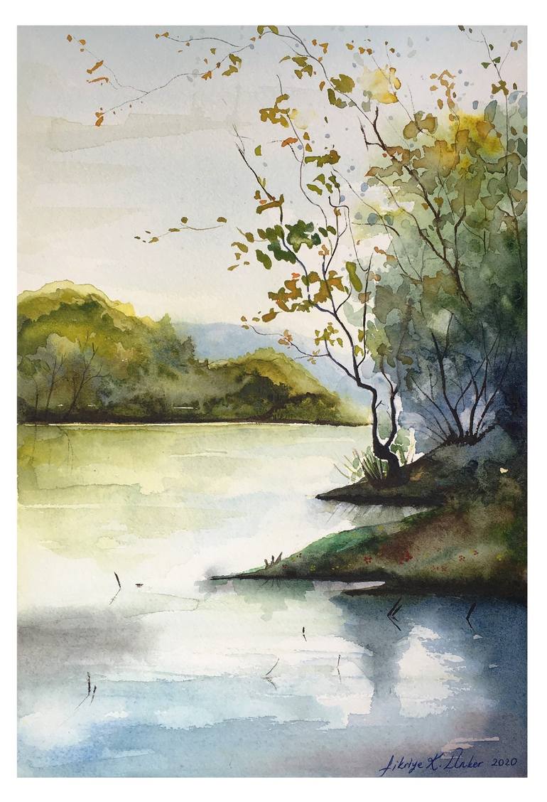A Lake  in Autumn - Print