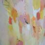 Original acrylic painting on stretched canvas, unframed.  Colourful, modern, abstract expressionist painting with yellow, pink, cream and white.