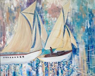 Original Abstract Boat Paintings by Janak Narayan