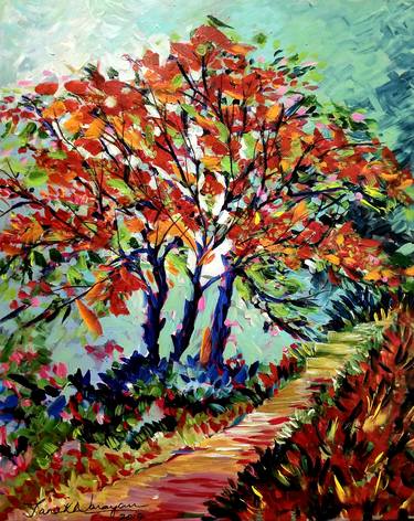Original Abstract Expressionism Tree Paintings by Janak Narayan