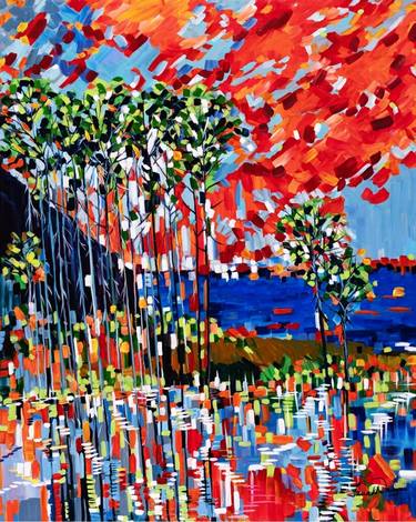 Original Abstract Expressionism Landscape Paintings by Janak Narayan