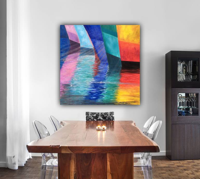 Original Abstract Expressionism Boat Painting by Caesiliae Fine Art