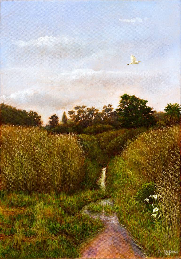 The Egret Painting by Damian Osborne | Saatchi Art