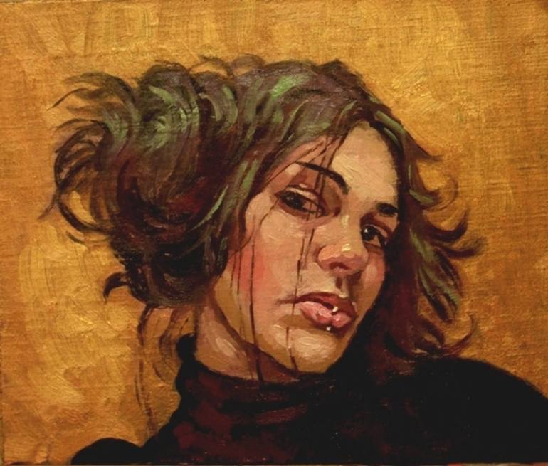 Gold girl..alla prima Painting by Annemarie Holloway  Saatchi Art