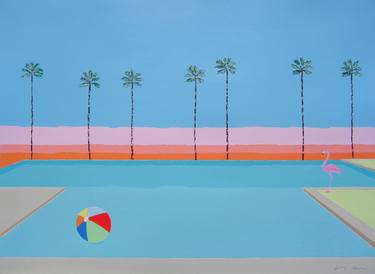 Saatchi Art Artist Andy Shaw; Paintings, “Infinity Pool (Pink Flamingo)” #art