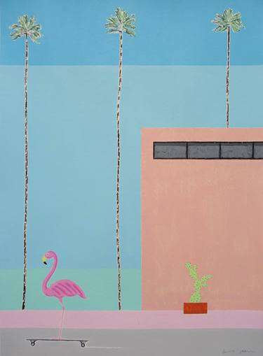 Saatchi Art Artist Andy Shaw; Paintings, “Pink Flamingo (Modern Home)” #art