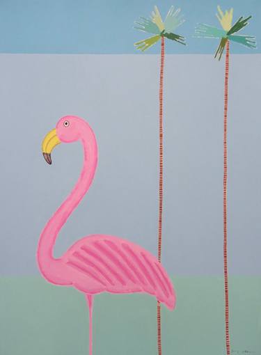 Pink Flamingo, Palm Trees thumb