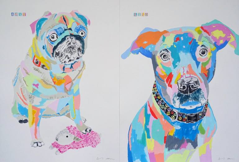 Original Pop Art Dogs Painting by Andy Shaw