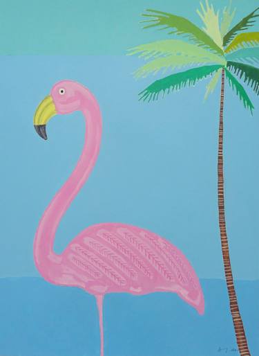 Pink Flamingo, Palm Tree thumb
