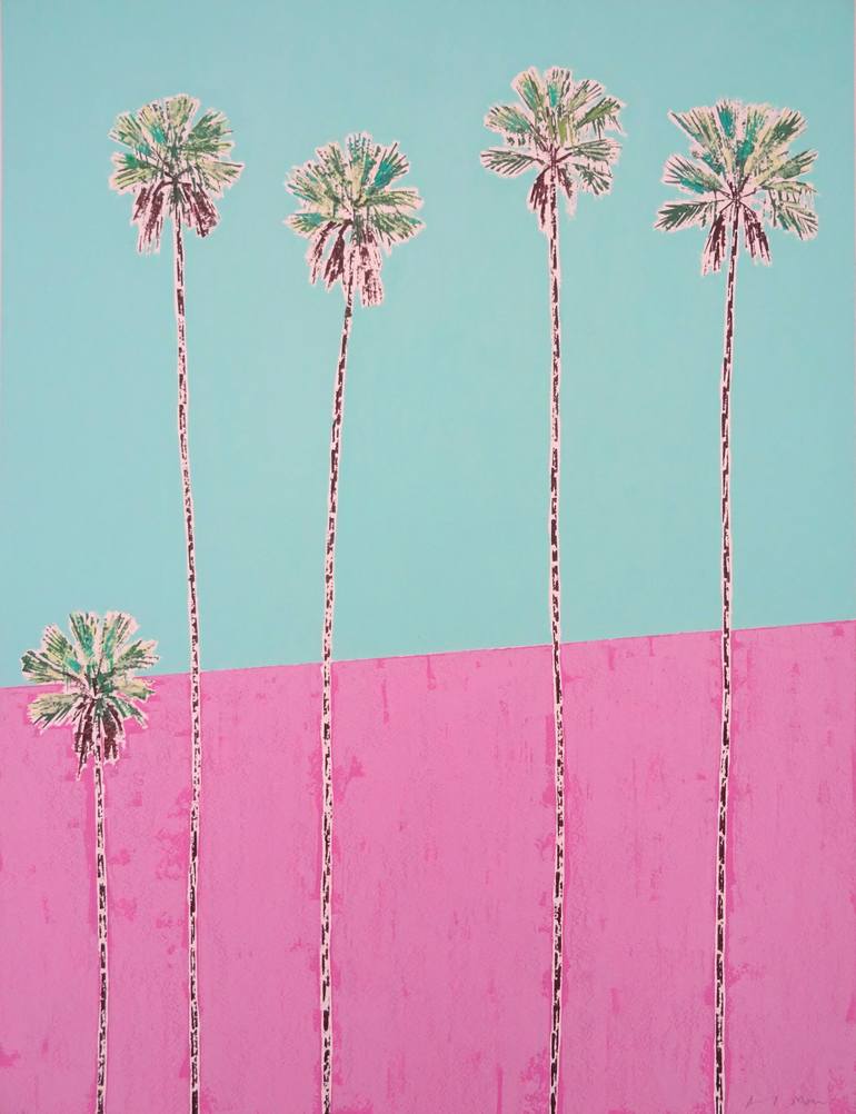 Palm Trees Over Modern Home Painting by Andy Shaw | Saatchi Art