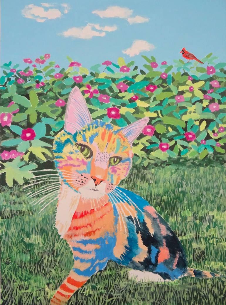 Original Contemporary Cats Painting by Andy Shaw
