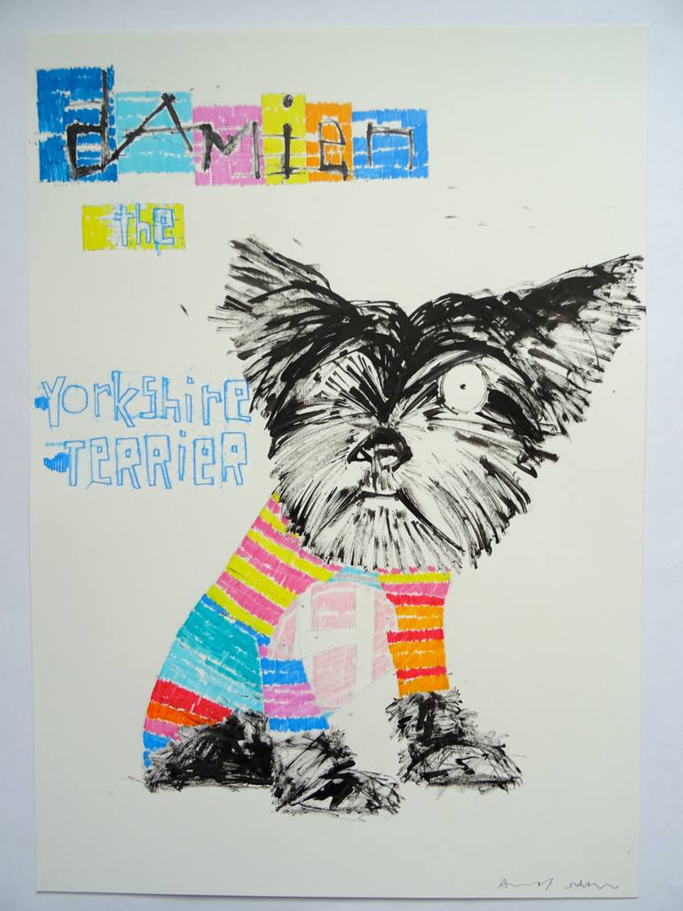 Original Folk Dogs Drawing by Andy Shaw