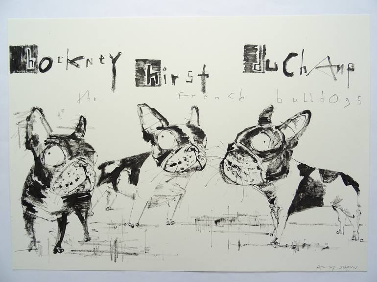 Original Fine Art Dogs Drawing by Andy Shaw